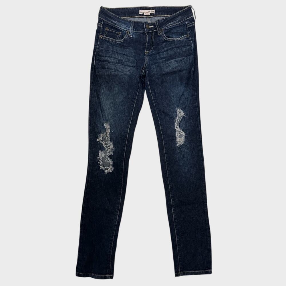 2.1 Denim Super Skinny 26 Blue Jeans Distressed Womens